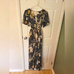 Baltic Born Sicily Satin Maxi Dress (Black Floral)